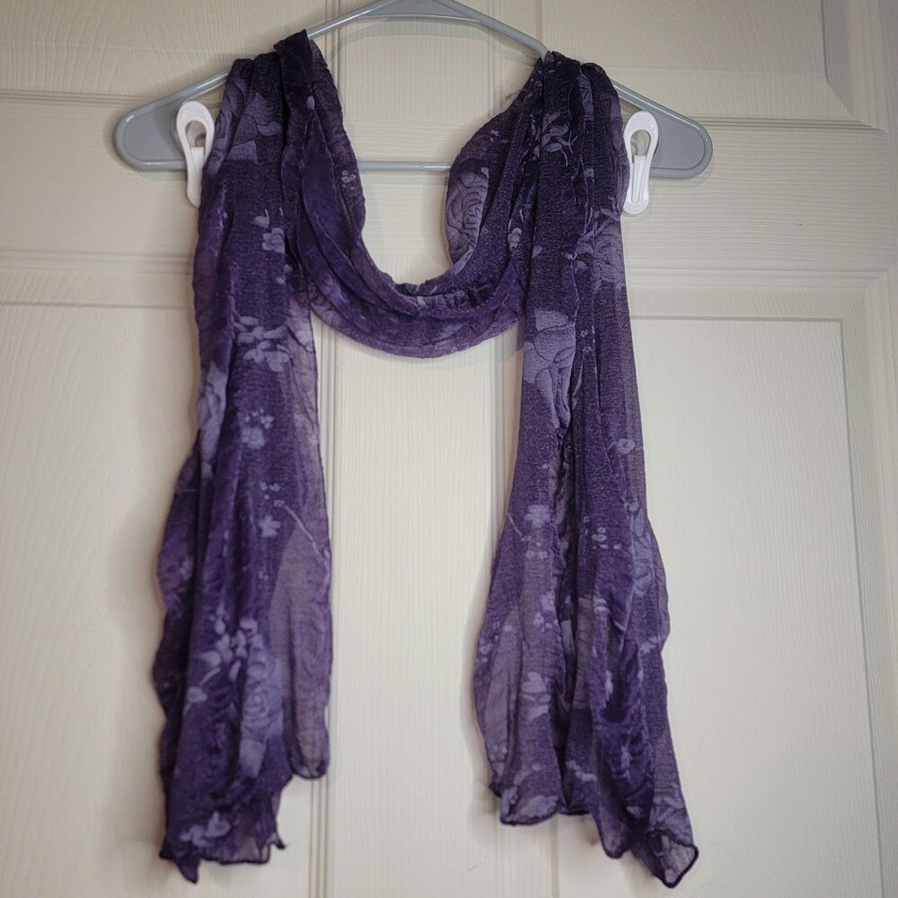 Purple Scarf With Rose Print